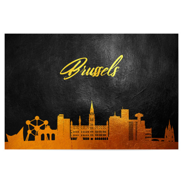 Poster "Brüssel Belgien Gold Skyline" artboxONE - Städte - Gold,Skyline,Brüssel,Belgien,Stadt