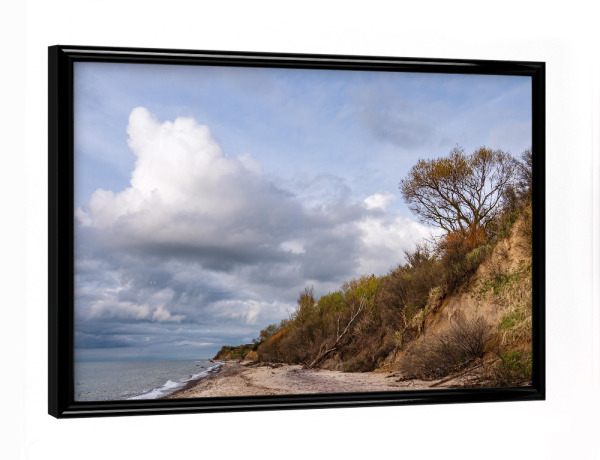 Poster mit schwarzem Rahmen "Strand, Steilküste, Ostsee" artboxONE - Natur,Reise,Reise / Strand und Meer