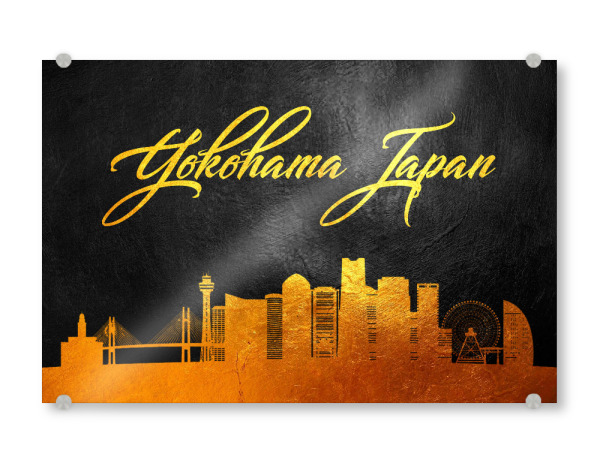 Acrylglasbild "Yokohama Japan Gold Skyline" artboxONE - Städte - Yokohama,Japan,Gold,Skyline,Stadt