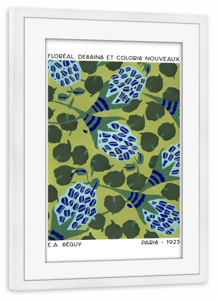 Poster mit Rahmen weiß "Art Nouveau Flowers and Leaves" artboxONE - Natur,Floral,Abstrakt