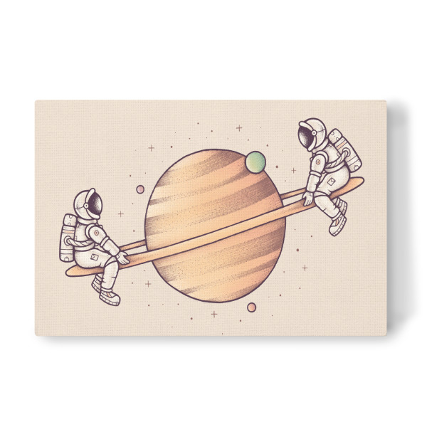 Leinwandbild "Enkel Dika - Cosmic Fun" artboxONE - Comic,Für Papa,Galaxy - Astronaut,Galaxie,Weltall,All,Planet,Spielplatz