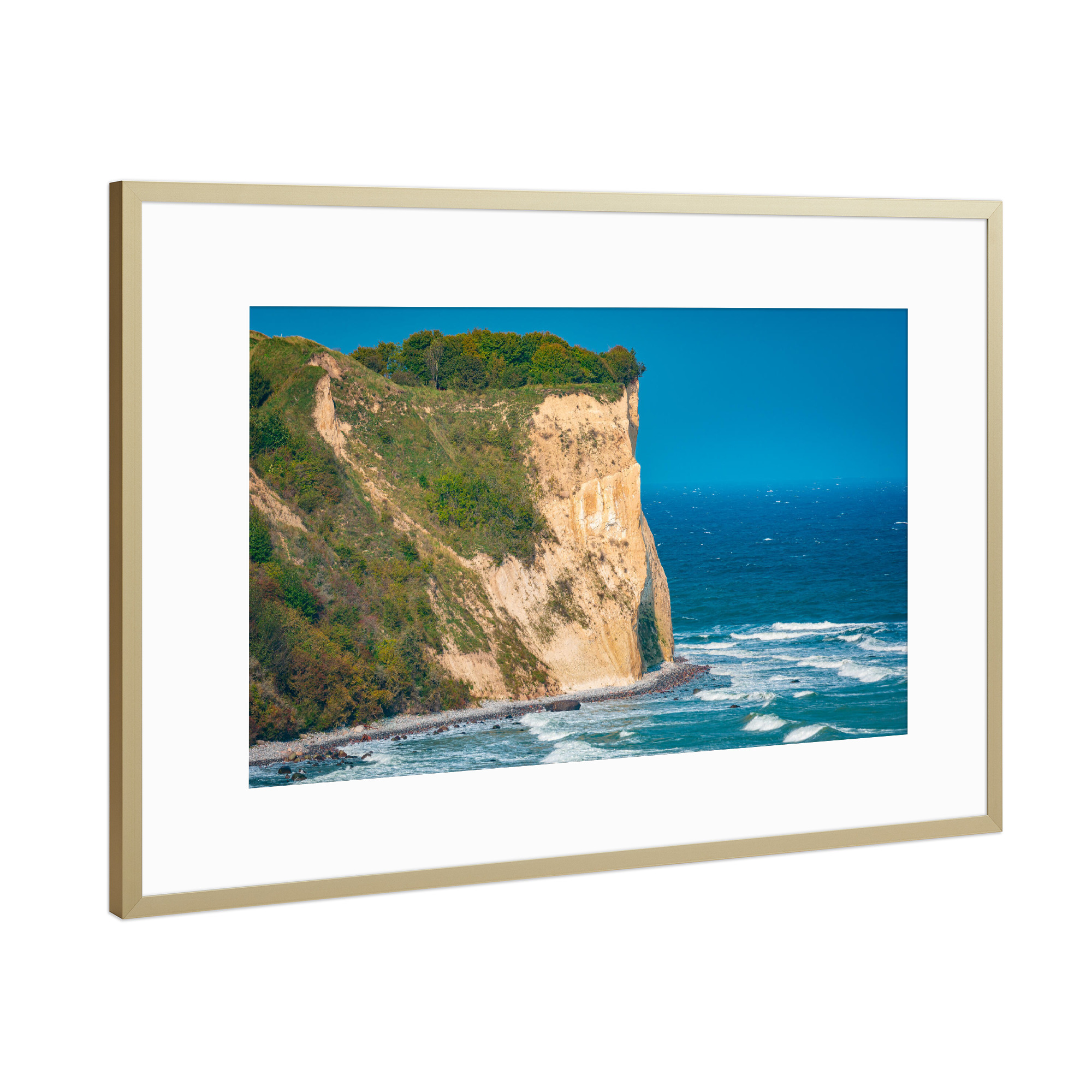 Poster mit Rahmen Gold "Kap Arkona" artboxONE - Natur,Reise - Ostsee,Meer,Küste,Steilküste,Kreidküste,Mecklenburg-vorpommern