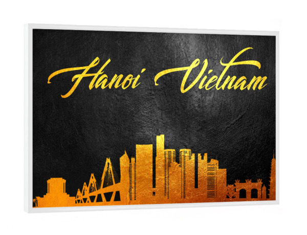 Poster mit weißem Rahmen "Hanoi Vietnam Gold Skyline" artboxONE - Städte - Hanoi,Vietnam,Gold,Skyline,Stadt