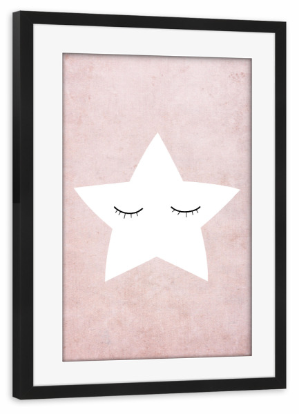 Poster mit Rahmen schwarz "Kleiner Stern - Rosa" artboxONE - Für Kinder,Geometrie