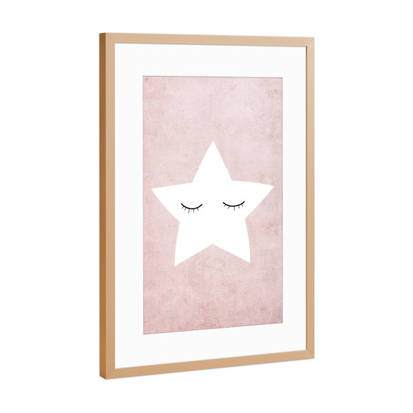 Poster mit Rahmen Kupfer "Kleiner Stern - Rosa" artboxONE - Für Kinder,Geometrie