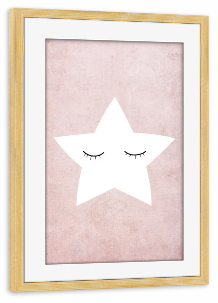 Poster mit Rahmen kiefer "Kleiner Stern - Rosa" artboxONE - Für Kinder,Geometrie