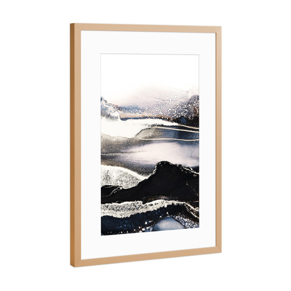 Poster mit Rahmen Kupfer "Golden sunset" artboxONE - Natur,Abstrakt - Landschaft,Alcoholink,Landscape,Black,Gold,Abstract,Alkoholtinte,Natur