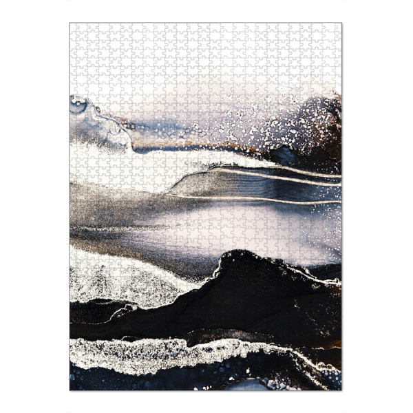 Puzzle Ravensburger "Golden sunset" artboxONE - Natur,Abstrakt - Landschaft,Alcoholink,Landscape,Black,Gold,Abstract,Alkoholtinte,Natur