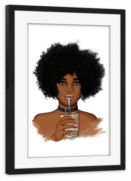 Poster mit Rahmen schwarz "Boba-Tee-Liebhaber" artboxONE - Essen & Trinken,Fashion,Für Mama,Essen & Trinken / Alkohol,Lustig