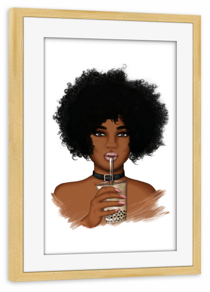Poster mit Rahmen kiefer "Boba-Tee-Liebhaber" artboxONE - Essen & Trinken,Fashion,Für Mama,Essen & Trinken / Alkohol,Lustig