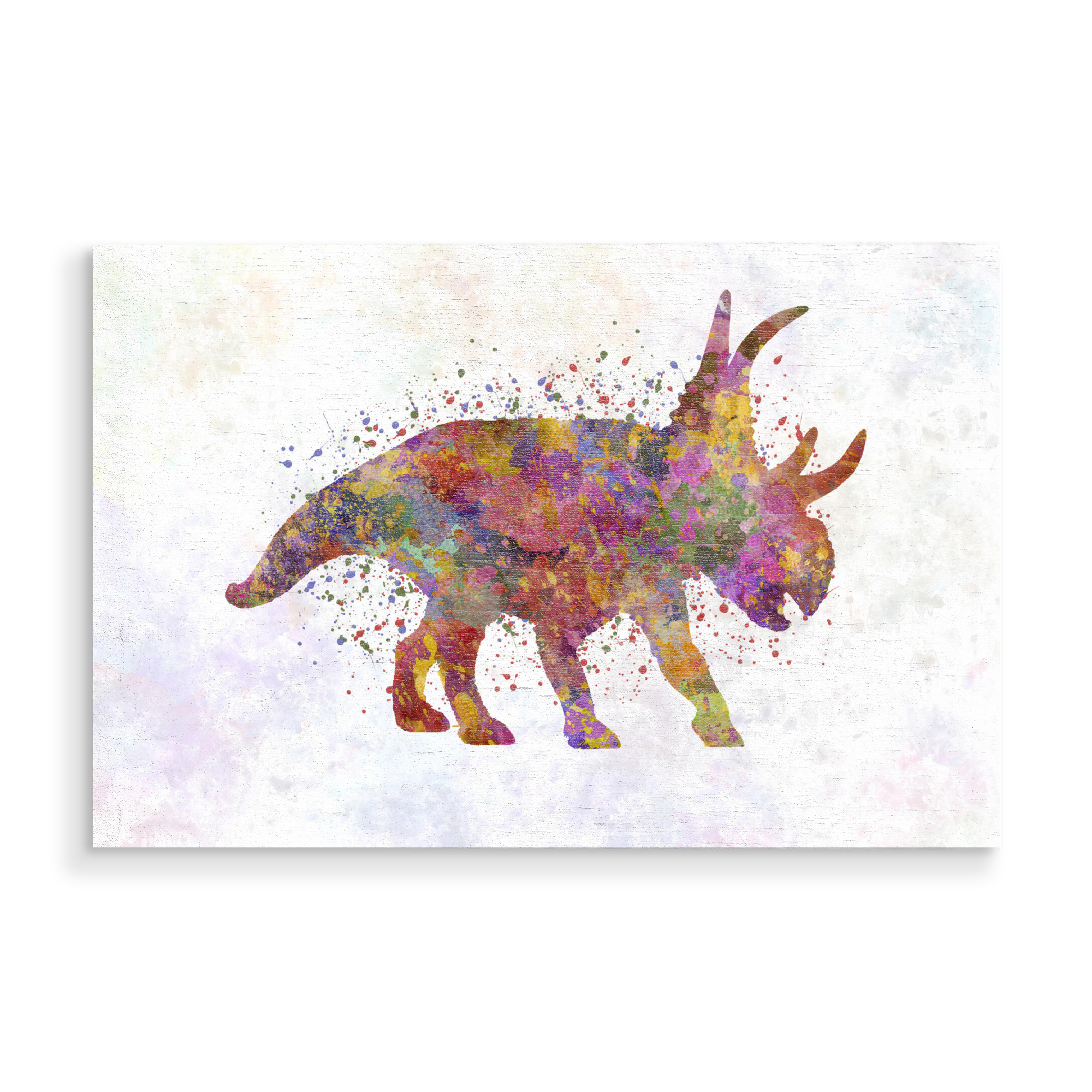 Holzbild "Diabloceratops in watercolor" artboxONE - Tiere,Abstrakt - Dinosaurier,Prähistorisch,Aquarell,Bunt,Haustier,Wild,Kindisch,Tier,Antike,Dino