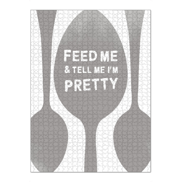 Puzzle Ravensburger "Feed me Pretty I Set grau" artboxONE - Typografie,Essen & Trinken,Schwarzweiß,Liebe,Lustig