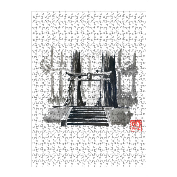 artboxONE Puzzle "Waldtor" artboxONE - Natur,Schwarzweiß - Tor,Tempel,Wald,Treppen,Sumie,Japan - Bild tor