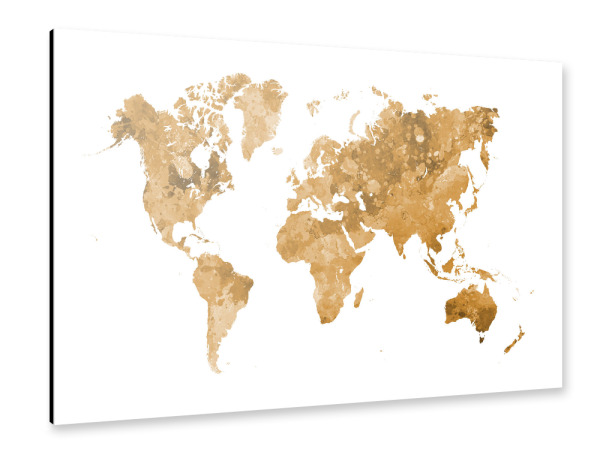 Alu-Dibond "Watercolor world map-h" 30x20 cm artboxONE