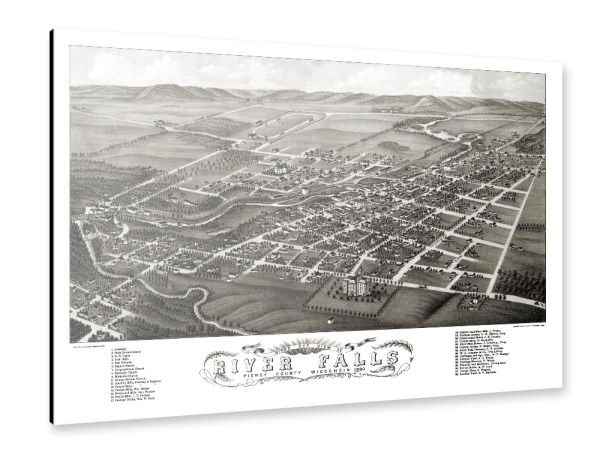 Alu-Dibond "Antike Karte von River Falls" 30x20 cm artboxONE