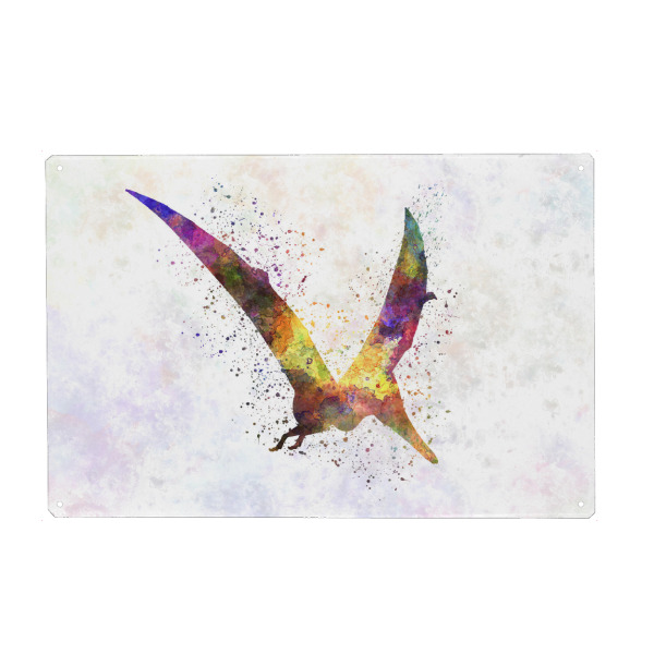 Holzbild "Pterodactylus in watercolor" artboxONE - Tiere,Abstrakt - Dinosaurier,Prähistorisch,Aquarell,Bunt,Haustier,Wild,Kindisch,Tier,Antike
