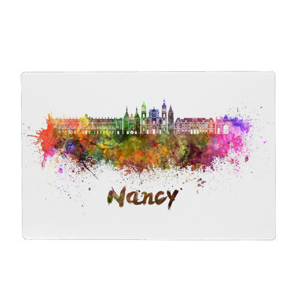 Metall Poster "NANCY Skyline in Aquarell-b" artboxONE - Städte,Abstrakt,Architektur - Skyline,Denkmäler,Tourismus,Farbe,Stadt,Reise,Aquarell,Nancy