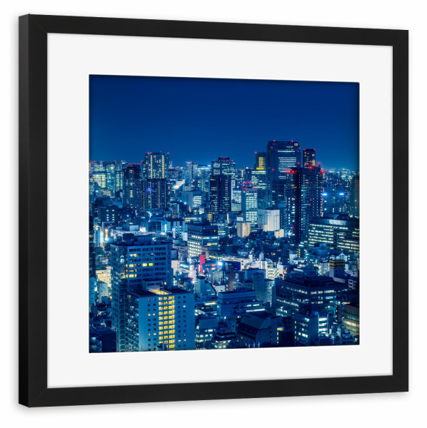Poster mit Rahmen schwarz "Tokio bei Nacht" artboxONE - Städte / Tokio