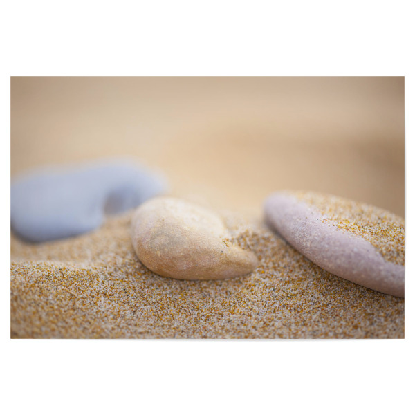 Poster "Drei im Sand" artboxONE - Natur,Reise,Reise / Strand und Meer - Steine,Strand,Sand,Am meer,Urlaub,Meer