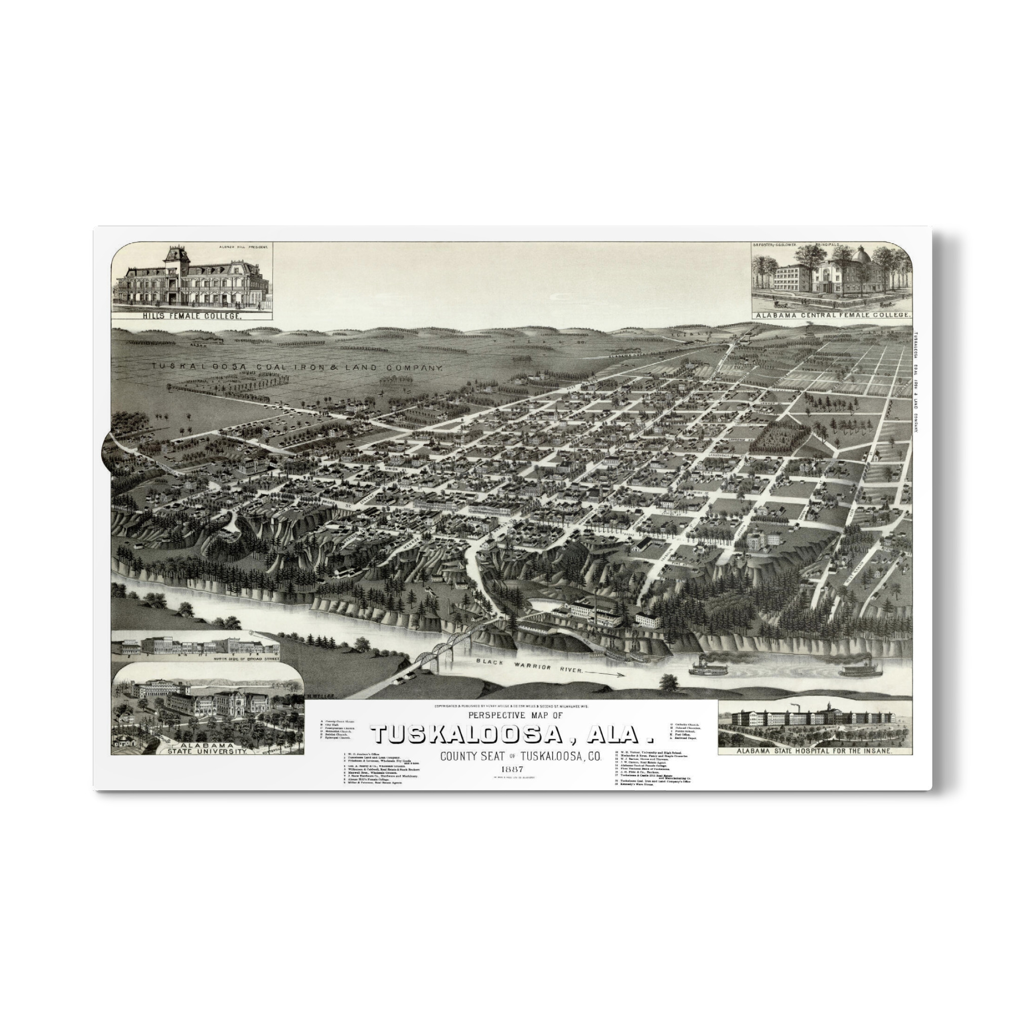 Galerie-Print "Alte Tuscaloosa-Alabama-Karte" 30x20 cm artboxONE