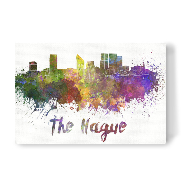 Leinwandbild "DEN HAAG Skyline in Aquarell-x" artboxONE - Städte,Abstrakt,Architektur
