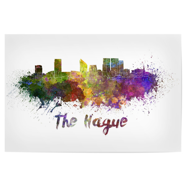 Poster "DEN HAAG Skyline in Aquarell-x" artboxONE - Städte,Abstrakt,Architektur