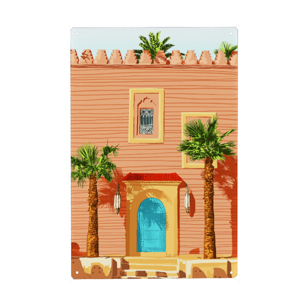 Metall Poster "Die blaue Tür" artboxONE - Architektur