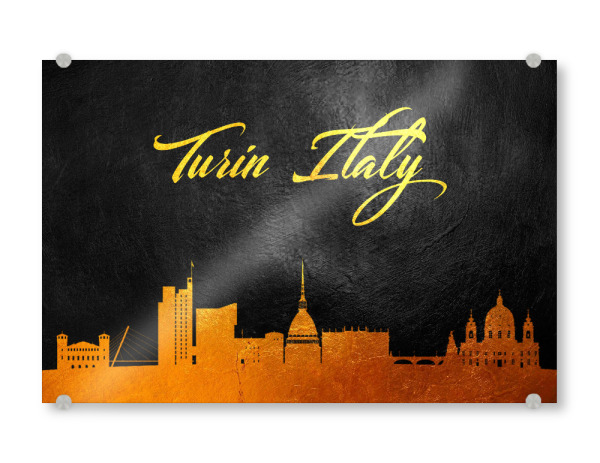 Acrylglasbild "Turin Italien Gold Skyline" artboxONE - Städte - Turin,Italien,Gold,Skyline,Stadt