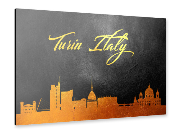 Alu-Dibond "Turin Italien Gold Skyline" 30x20 cm artboxONE
