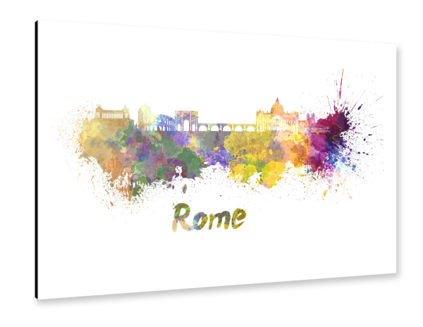 Alu-Dibond "ROME skyline in watercolor" 30x20 cm artboxONE