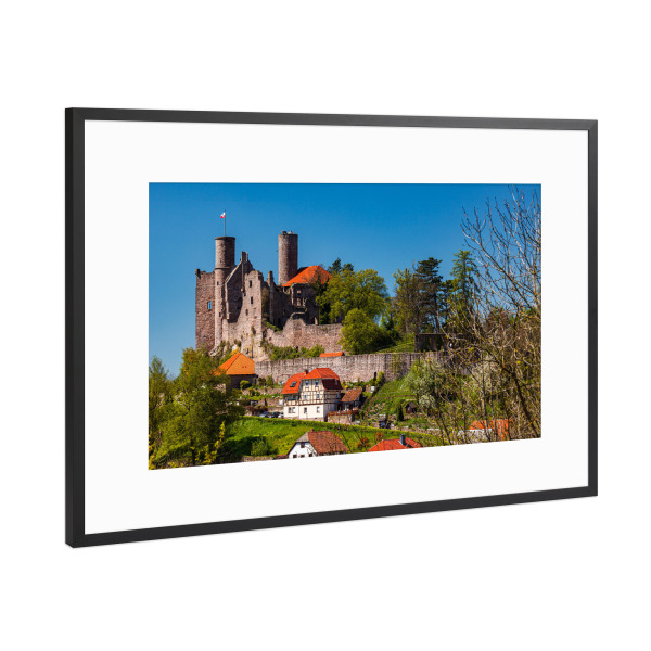 Poster mit Rahmen Schwarz (Metallic) "Die Burg Hanstein" artboxONE - Natur,Architektur