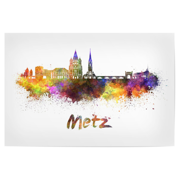 Poster 30x20 cm "METZ Skyline in Aquarell-g" artboxONE - Städte,Abstrakt,Architektur