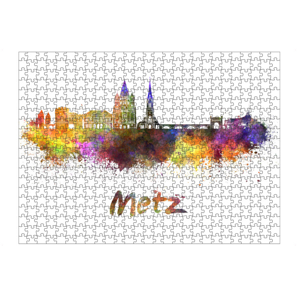 Puzzle Ravensburger "METZ Skyline in Aquarell-g" artboxONE - Städte,Abstrakt,Architektur