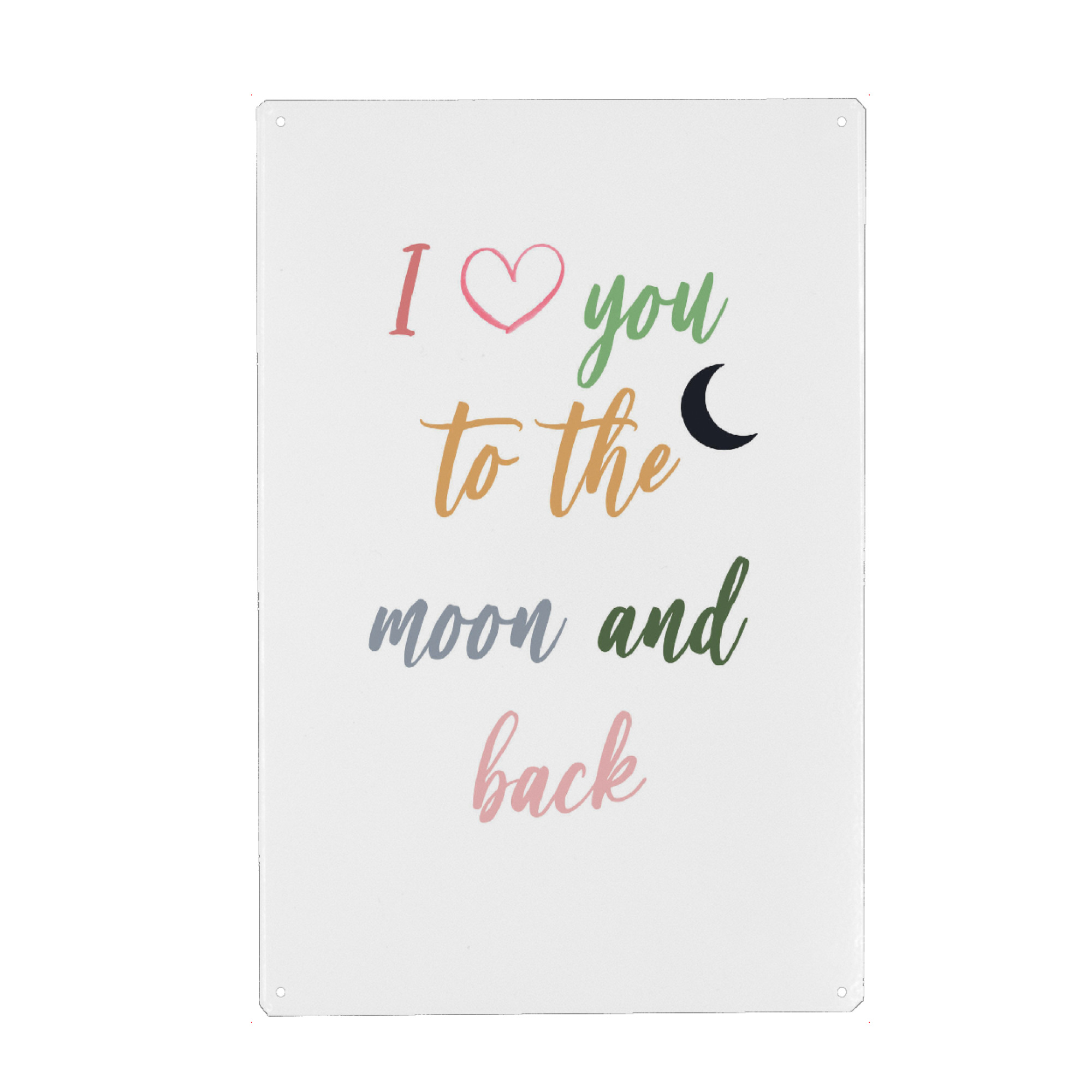 Holzbild "To the moon and back - bunt" artboxONE - Typografie,Menschen,Liebe - Typo,Typografie,Bunt,Liebe,Paar,Beziehung,Lustig,Mond,Herz