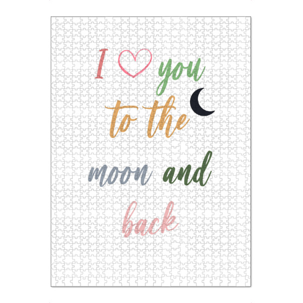 Puzzle Ravensburger "To the moon and back - bunt" artboxONE - Typografie,Menschen,Liebe - Typo,Typografie,Bunt,Liebe,Paar,Beziehung,Lustig,Mond,Herz