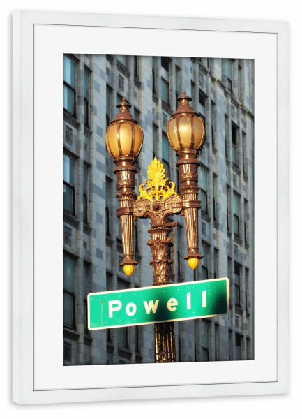 Poster mit Rahmen weiß "Powell Street, SFO" artboxONE - Städte / San Francisco
