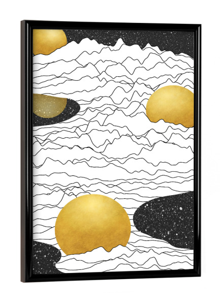Poster mit schwarzem Rahmen "Mono-Mondlandschaft" artboxONE - Abstrakt,Geometrie,Galaxy