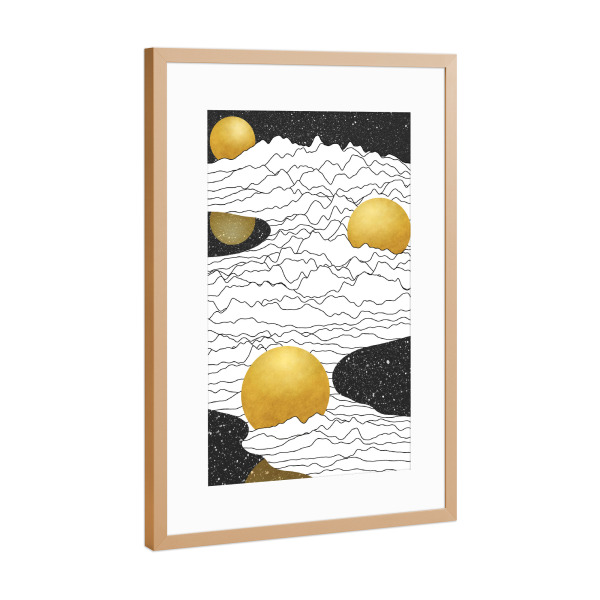 Poster mit Rahmen Kupfer "Mono-Mondlandschaft" artboxONE - Abstrakt,Geometrie,Galaxy