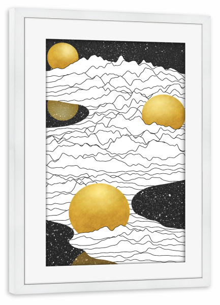 Poster mit Rahmen weiß "Mono-Mondlandschaft" artboxONE - Abstrakt,Geometrie,Galaxy
