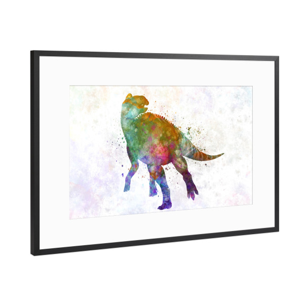 Poster mit Rahmen Schwarz (Metallic) "Edmontosaurus im Aquarell" artboxONE - Tiere,Abstrakt