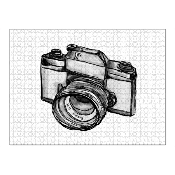 Puzzle Ravensburger "Kamera Illustration" artboxONE - Schwarzweiß
