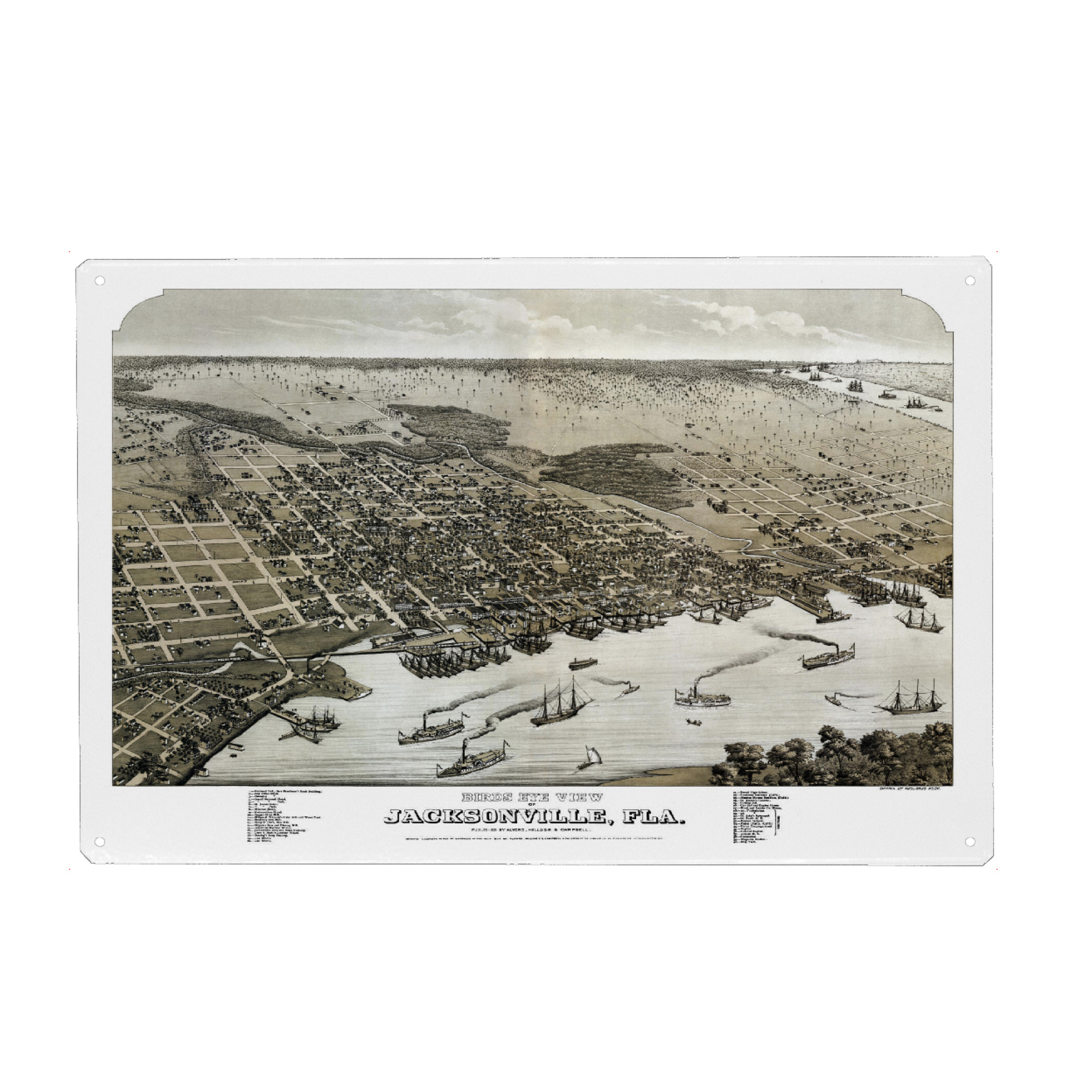 Holzbild "Map of Jacksonville - Florida" artboxONE - Kartografie