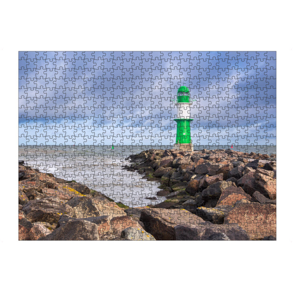 artboxONE Puzzle "Steine und grüner Molenturm" artboxONE - Natur,Reise,Architektur,Reise / Strand und Meer