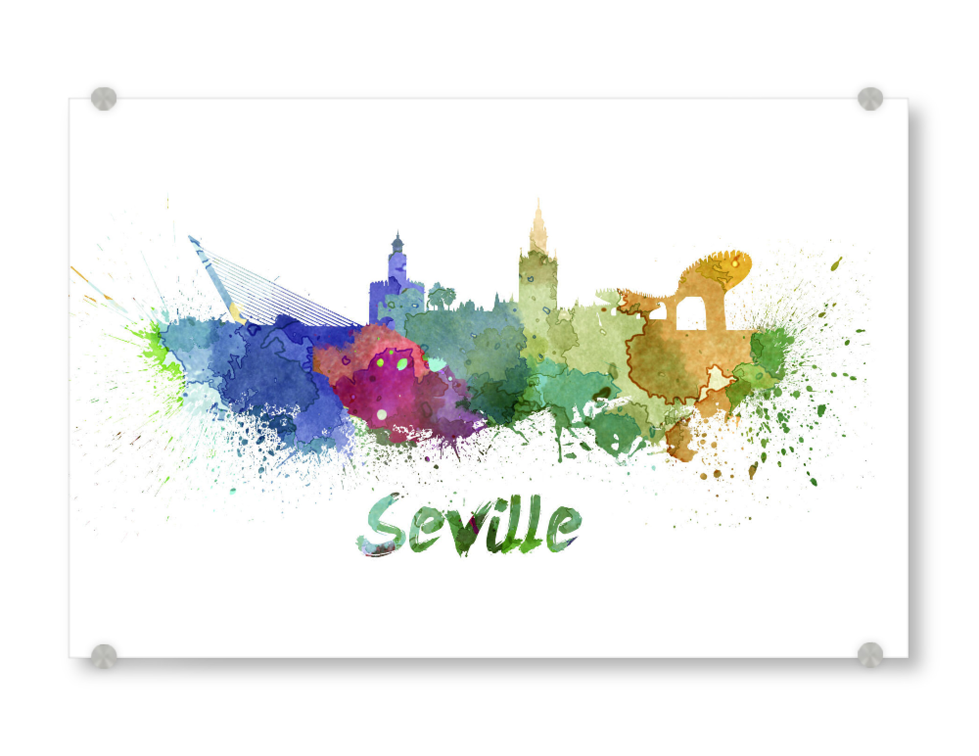 Acrylglasbild "SEVILLA-Skyline in Aquarell-x" artboxONE - Städte,Abstrakt,Architektur