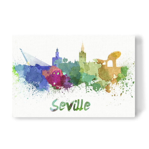 Leinwandbild "SEVILLA-Skyline in Aquarell-x" artboxONE - Städte,Abstrakt,Architektur