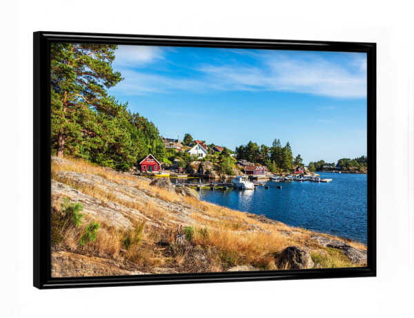 Poster mit schwarzem Rahmen "Bucht Stølekilen bei Søgne" artboxONE - Natur,Reise,Reise / Strand und Meer,Reise / Länder