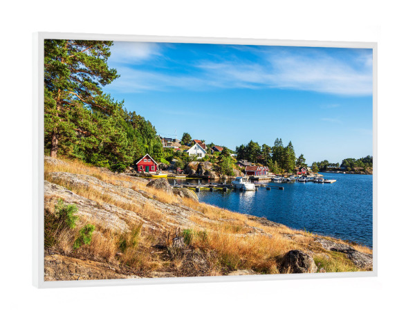 Poster mit weißem Rahmen "Bucht Stølekilen bei Søgne" artboxONE - Natur,Reise,Reise / Strand und Meer,Reise / Länder