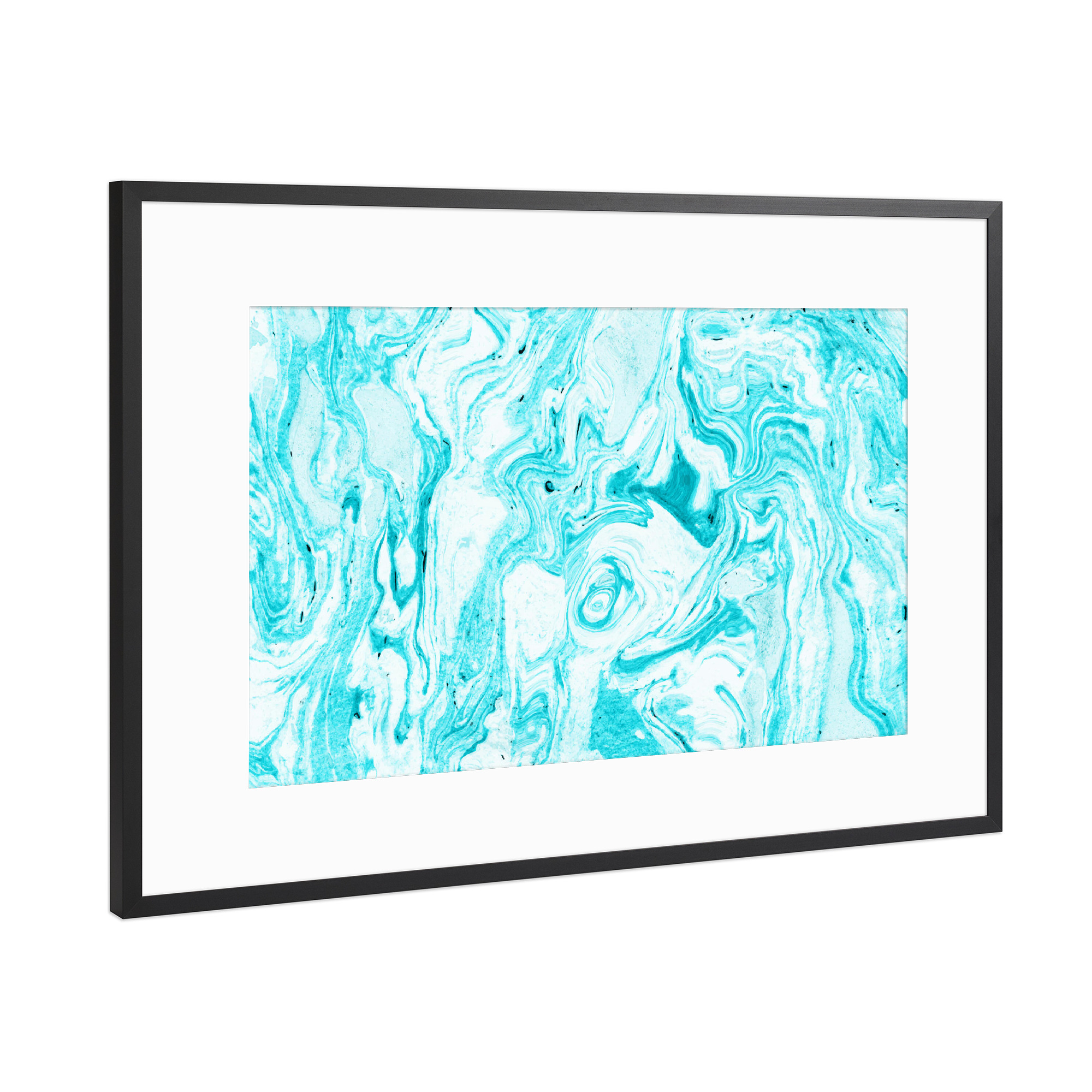 Poster mit Rahmen Schwarz (Metallic) "Ozeanblauer Marmor" artboxONE - Abstrakt,Marmor