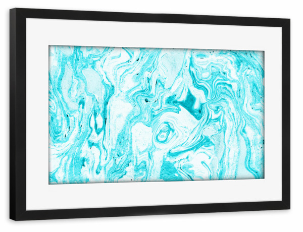 Poster mit Rahmen schwarz "Ozeanblauer Marmor" artboxONE - Abstrakt,Marmor - Grafik,Andere,Muster,Abstrakt,Marmor,Exotisch,Blau,Ozean,Meer,Wellen