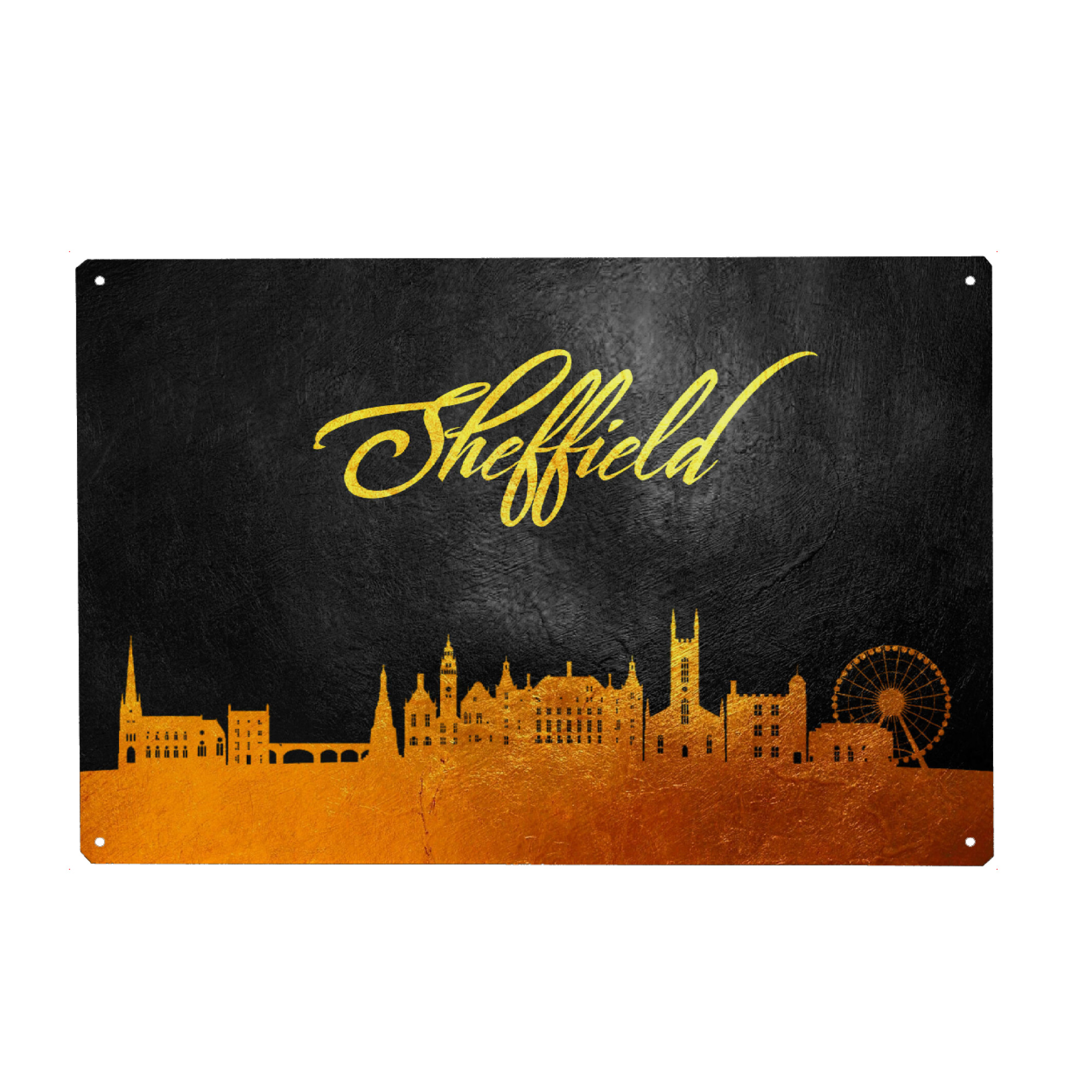 Holzbild "Sheffield-England-Goldskyline" artboxONE - Städte - Sheffield,England,Gold,Skyline,Stadt